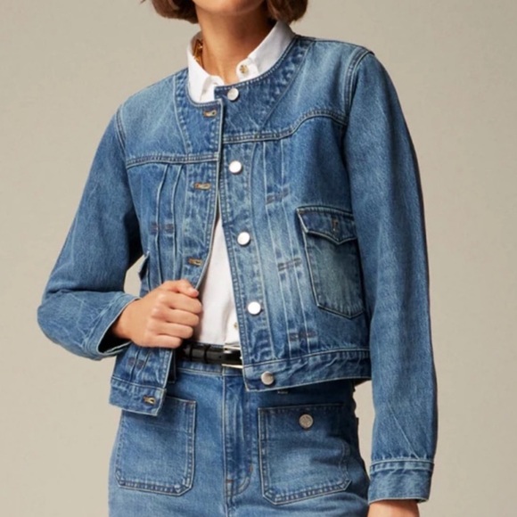 J. Crew Jackets & Blazers - J. Crew | Pleated Collarless Lady Denim Jacket